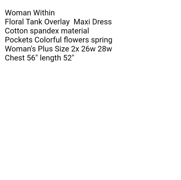 Woman Within Floral Blue Tank Overlay Maxi Dress Pockets Spring Plus Sz 26/28W - Picture 5 of 6